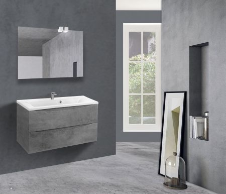 База под раковину Mia 900 подвесная, 2 выкатных ящика soft close, Beton, артикул VMC-2MA900BT