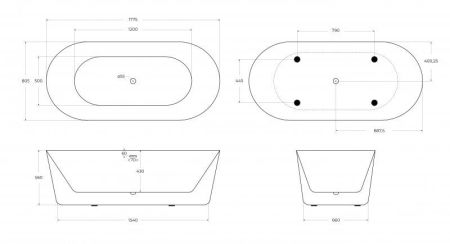 Акриловая ванна BELBAGNO BB306-1775, артикул BB306-1775