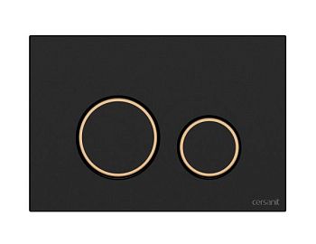 Кнопка Cersanit  TWINS для LINK PRO/VECTOR/LINK/HI-TEC пластик черный матовый с рамкой золото (63534)