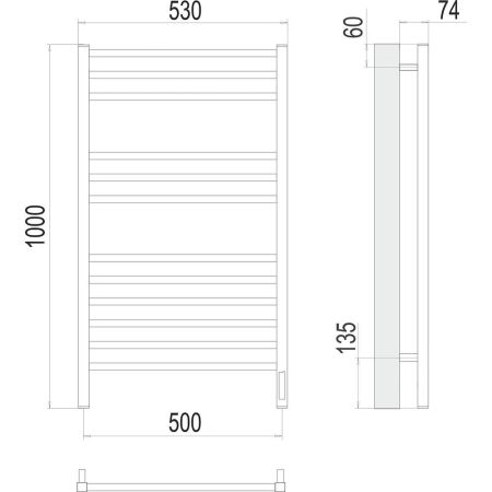 Полотенцесушитель электрический Terminus Ватикан П12 50х100, артикул 4670078526205