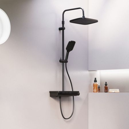 953760300 Gala душевая система с ванно душевым ТМС смесителемполкой, чёрный, артикул 953760300