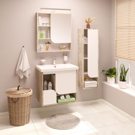 Шкаф пенал Runo Сити 35 4620750028794 подвесной Скандинавский Дуб Белый, артикул 4620750028794