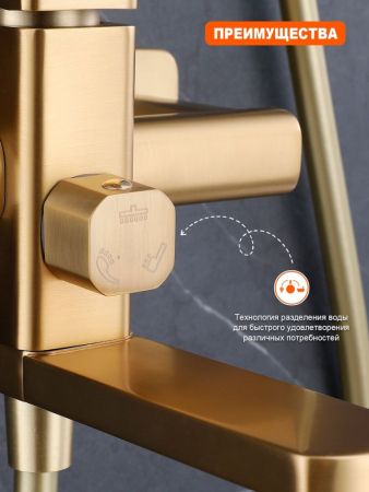 Душевая система Prohanss P60.24.03, сатин золотой, артикул P60.24.03