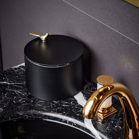 ADJ Шкатулка Bird диаметр 15хH10см, цвет черный/золото, артикул 5015B.01.O