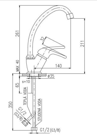 Смеситель для кухни Rav Slezak Sazava SA506.5/1
