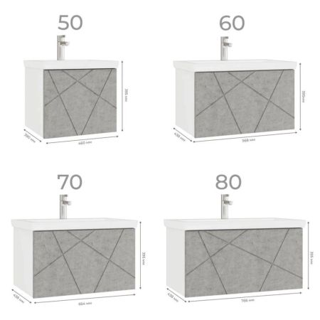 Тумба под раковину подвесная VIGO Geometry 035 бетон, 80 см, артикул 035 бетон