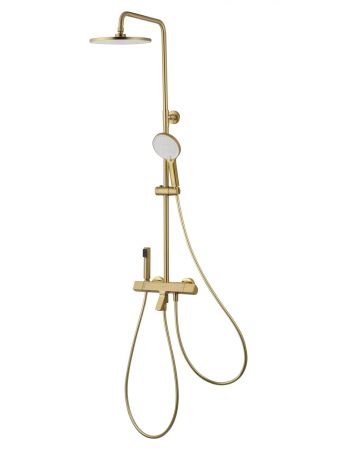 Душевая система с термостатом WONZON & WOGHAND The ONE, Брашированное золото (WW-B3094-BG), артикул WW-B3094-BG