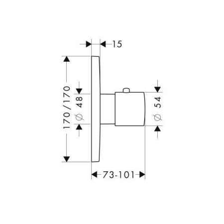 AX Citterio M Встраиваемый термостат для душа, 1 потреб, (внешняя часть), цвет: хром, артикул 34716000