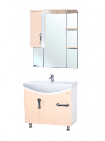 Зеркало со шкафом Bellezza Лагуна 75 L 4612112002078 с подсветкой L Бежевое Белое