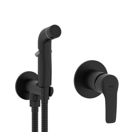 Смеситель с гигиеническим душем IDDIS Ray, черный матовый (RAYBLR2i08), артикул RAYBLR2i08