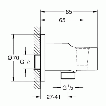 Шланговое подключение GROHE TEMPESTA 28628001 (хром, латунь, круглая), шт