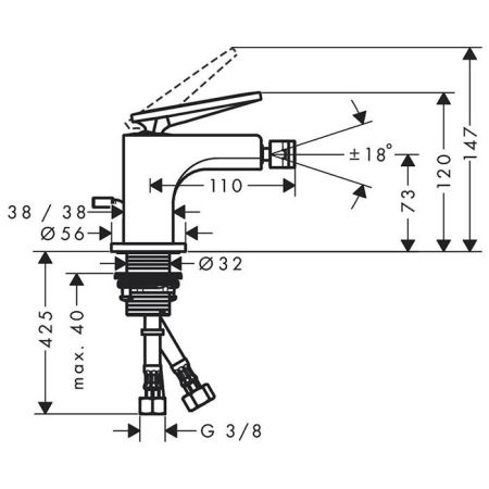 AX Citterio Смеситель для биде, с текстурой, хром, артикул 39201000
