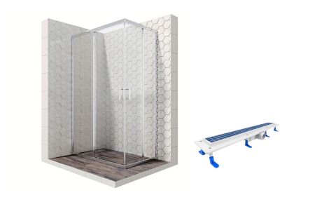 Душевой уголок Ambassador Kingston 14011101-ST9, прямоугольный, линейный трап, 120х80, артикул 14011101-ST9