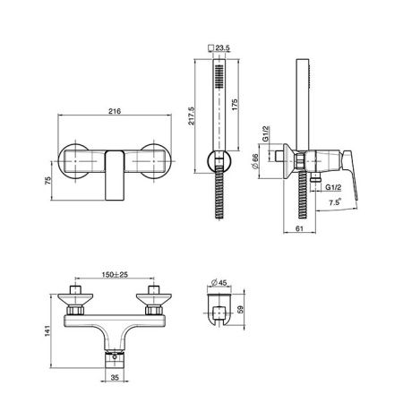 FIMA|Carlo Frattini Fit Смеситель для душа, настенный, с душ. комплектом, цвет: хром FIMA|Carlo Frattini Fit Смеситель для душа, настенный, с душ. комплектом, цвет: хром