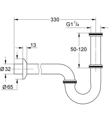 Сифон для биде GROHE 1 1/4 , хром (28961000), артикул 28961000
