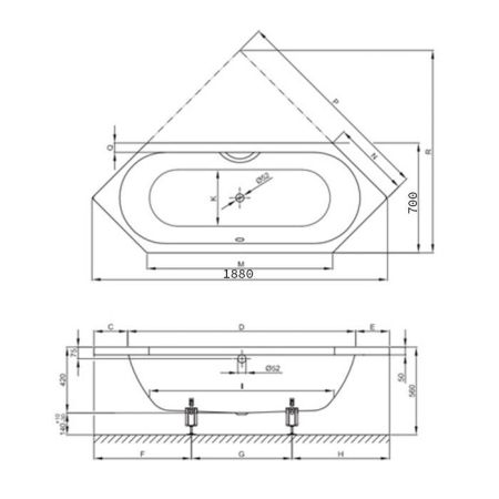 Опора для ванны, Bette, универсальная, комплект-2 штуки, артикул B23-1500