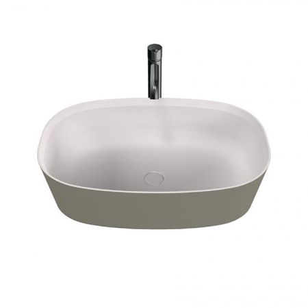 Agape Neb Раковина накладная овальная 64x42x17 см, без отв., цвет: белый/темно-серый, артикул ACER0701ZG *0