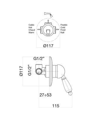 Смеситель для душа Fiore IMPERIAL BLACK 89CR5130, хром, артикул 89CR5130
