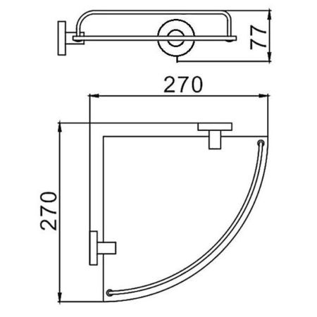 Полка стеклянная угловая D-Lin D264100, хром, артикул D264100