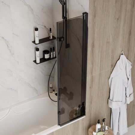 Шторка на ванну 80х140 см Maretti Valentina VA41R8014098-560, профиль черный, артикул VA41R8014098-560