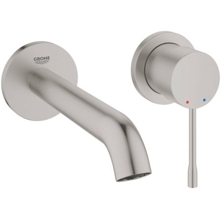 Внешняя часть смесителя GROHE Essence New для раковины, настенный монтаж, на два отверстия, суперсталь (19408DC1), артикул 19408DC1
