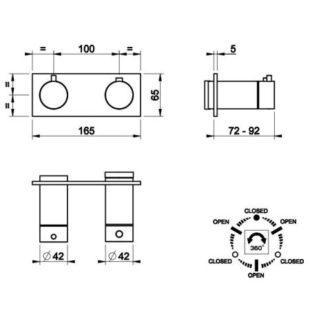 Gessi Ingranaggio Встраиваемый термостат для душа, с 3мя независимыми выходами, (внешние части), цвет: хром, артикул 63336#031