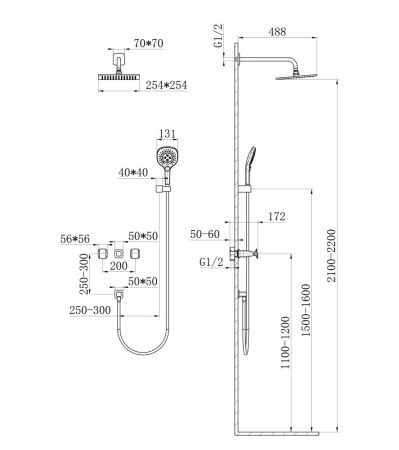 Душевая система встраиваемая WONZON & WOGHAND SHAKESPEARE, Хром (WW-654701-CR), артикул WW-654701-CR