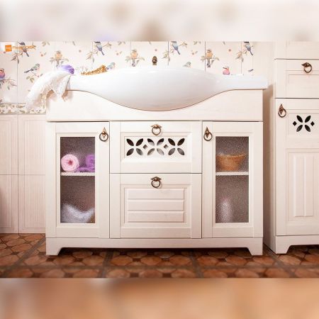 Комплект мебели для ванной Бриклаер КАНТРИ 120K, бежевый, артикул КАНТРИ 120K