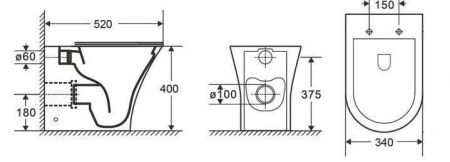 Унитаз приставной CeramaLux 217D, артикул 