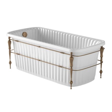 OLIVIA CONSOLE Ванна 174x83хH66 см. белая, панель белая, консоль, слив/перелив бронза, артикул 24378