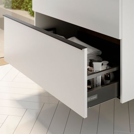 BURGBAD EqioТумба с раковиной подвесная 920х620х490мм, керамическая раковина белая, с 1 отв под смес, ручки G0252, цвет мебели белый глянец