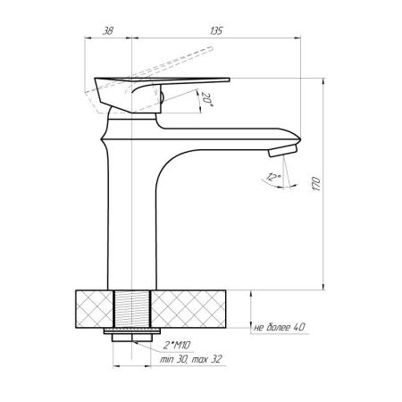 Смеситель для раковины Сантаком stMIRA 7824, хром
