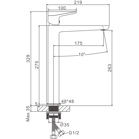 Смеситель для раковины высокий BELZ B11715, хром, артикул B11715