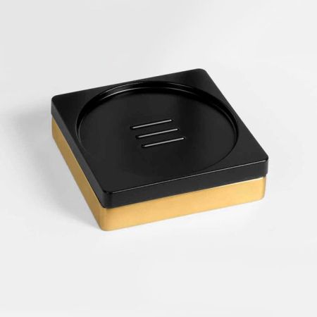 Colombo MiniQ Мыльница настольная, цвет:золото матовое/черная резина, артикул B5040.OM-RNE