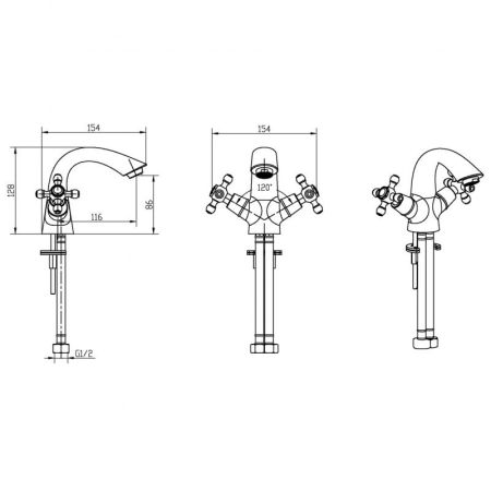 Смеситель для умывальника SATINE хром_Комплект, артикул 271-ST