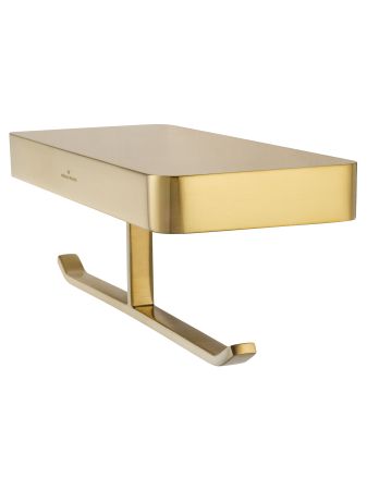 Двойной держатель для туалетной бумаги с полкой WONZON & WOGHAND LOTTE, Брашированное золото (WW-8356-BG), артикул WW-8356-BG