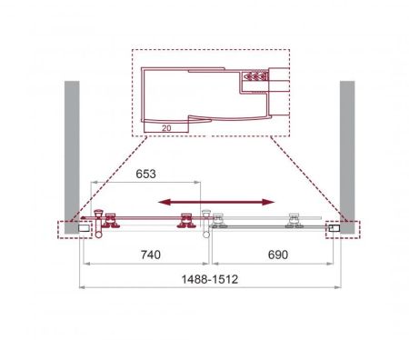 Душевая дверь в нишу BELBAGNO UNO-195-BF-1, артикул UNO-195-BF-1-140-C-NERO