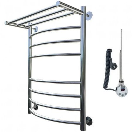 Электрический полотенцесушитель Тругор Приоритет 2 элТЭН 80x40 с полкой Хром, артикул Приоритет2/элТЭН8040П