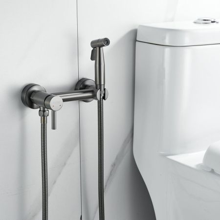 Гигиенический душ со смесителем Raffine F207T, оружейная сталь