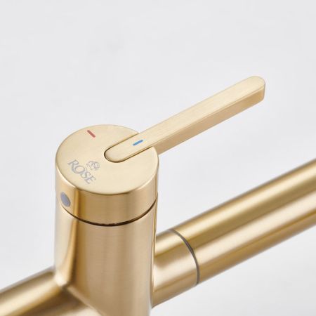 Смеситель для кухни с подключением фильтра для воды Rose R458G, золотой сатин