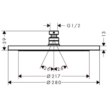 HANSGROHE CROMA Верхний душ Ø280 мм., цвет полированное золото, артикул 26220990