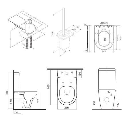 CK50C1704W Inspire V2.0 набор унитаз-компакт с гиг.душем, артикул CK50C1704W