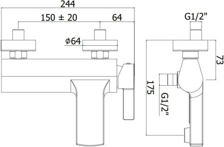 Смеситель для ванны с душем Paffoni Rock RO023CR, артикул RO023CR
