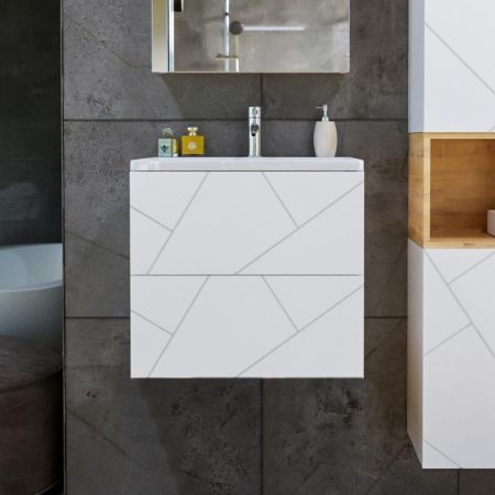 Тумба под раковину подвесная Бриклаер КРИСТАЛЛ белый, 60 см, артикул 4627125415944