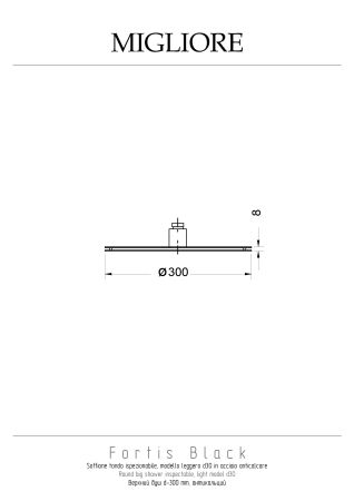 FORTIS Верхний душ, d-300 mm., антикальций, черный матовый, артикул 30466