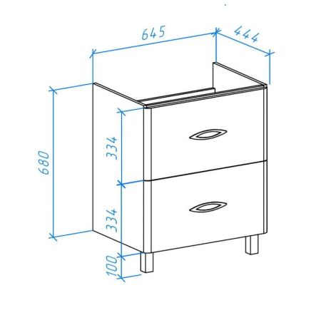 Тумба под раковину Bellezza Джела 70 4639811110019 2 ящика Белая, артикул 4639811110019