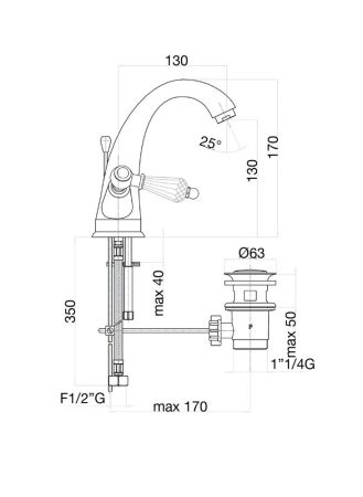 Смеситель для раковины Fiore GIOIELLI (SWAROVSKI®) 08ZZ0623, бронза, артикул 08ZZ0623