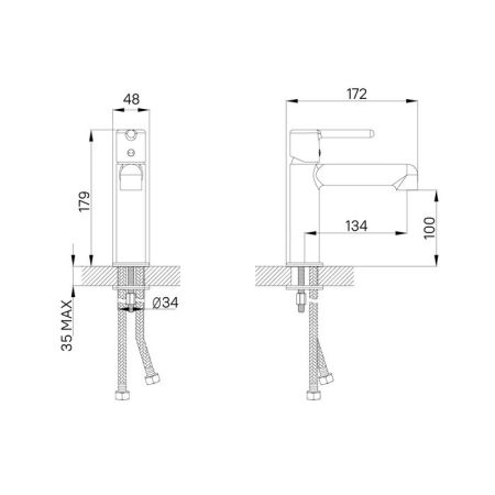 Смеситель для умывальника, хром, Aiger, IDDIS (AIGSB00i01), артикул AIGSB00i01