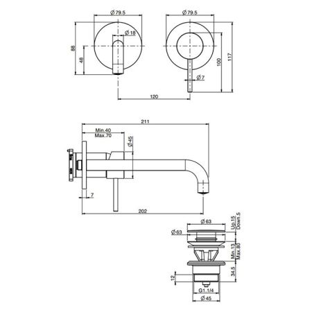 Fima Carlo Frattini Spillo Up Cмеситель для раковины, встраиваемый, излив: см., цвет: чёрный матовый