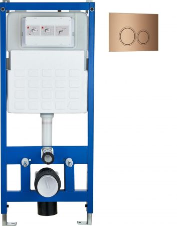 Инсталляция для унитаза CR556 с кнопкой сливного бачка CR05RG розовое золото Cerutti SPA, артикул CR555+CR05RG